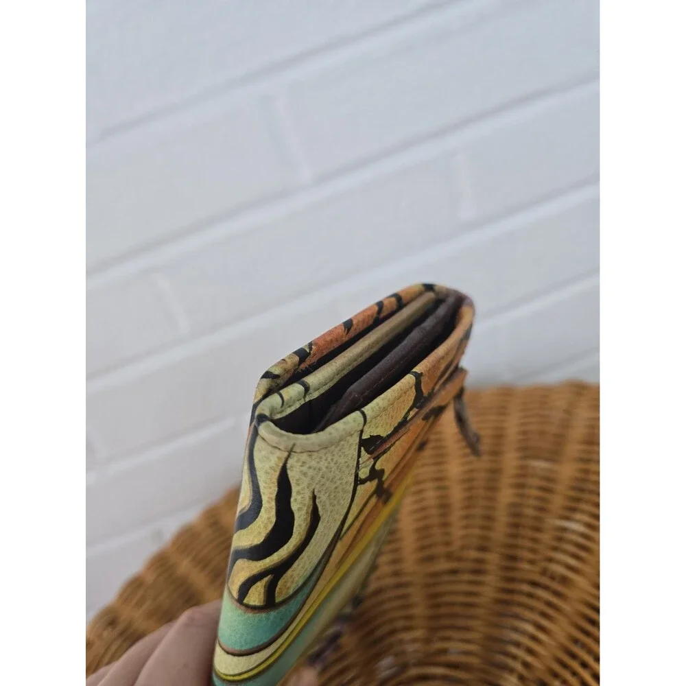 Anna By Anuschka Hand-Painted Leather Checkbook  Sunflower  Mixed Animal Print